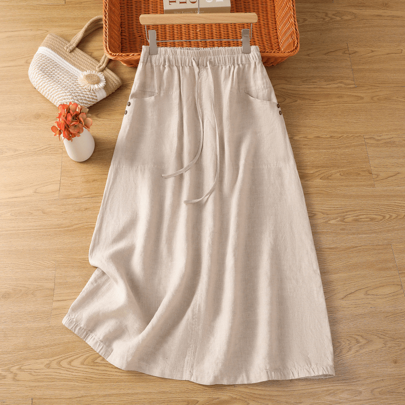 WOMEN'S SUMMER ELASTIC WAIST MIDI SKIRT - Zarino Newstyle