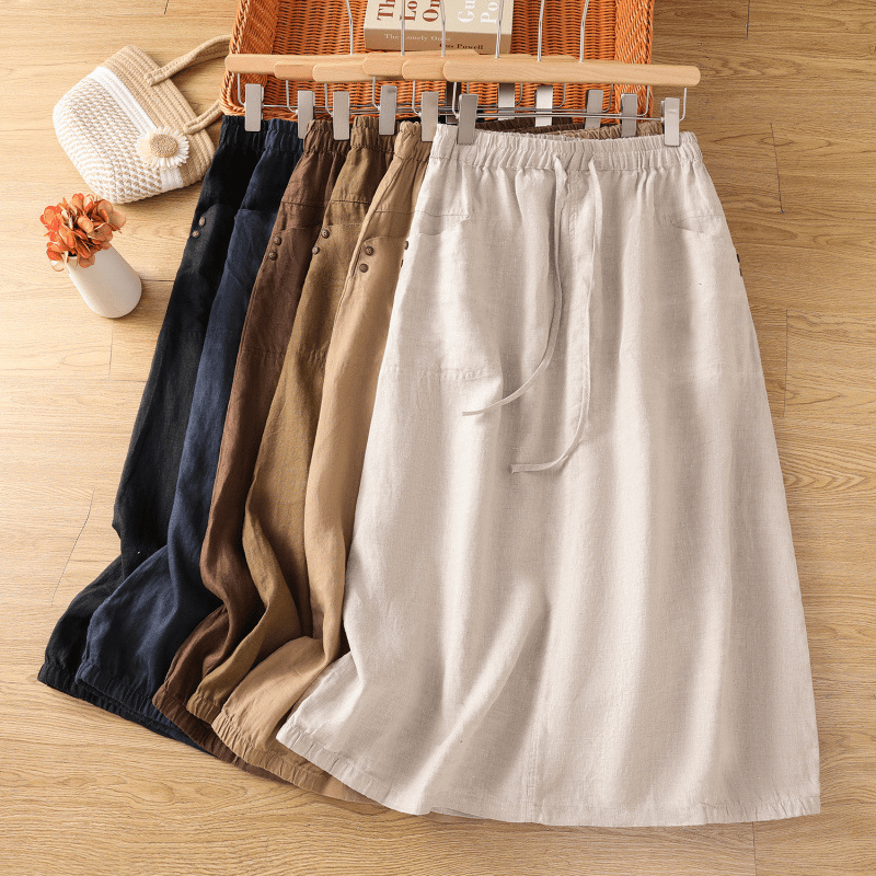WOMEN'S SUMMER ELASTIC WAIST MIDI SKIRT - Zarino Newstyle