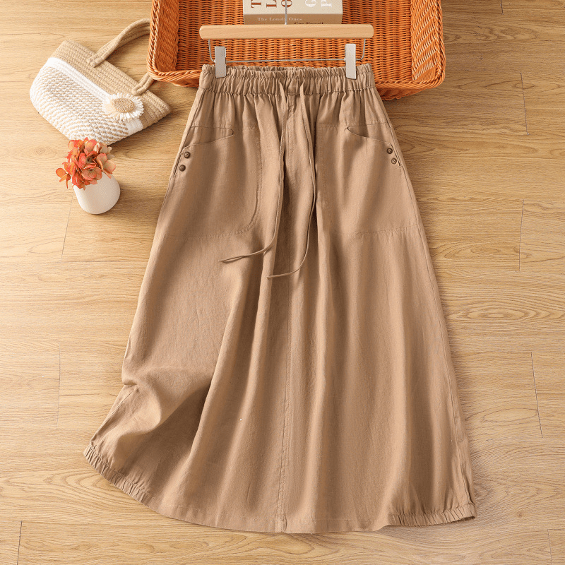 WOMEN'S SUMMER ELASTIC WAIST MIDI SKIRT - Zarino Newstyle