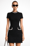 WOMEN'S SUMMER PEARL TRIM MINI DRESS - Zarino Newstyle