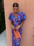 WOMEN'S SUMMER PRINTED PUFF SLEEVE MIDI DRESS - Zarino Newstyle