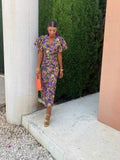 WOMEN'S SUMMER PRINTED PUFF SLEEVE MIDI DRESS - Zarino Newstyle