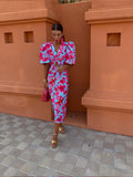 WOMEN'S SUMMER PRINTED PUFF SLEEVE MIDI DRESS - Zarino Newstyle