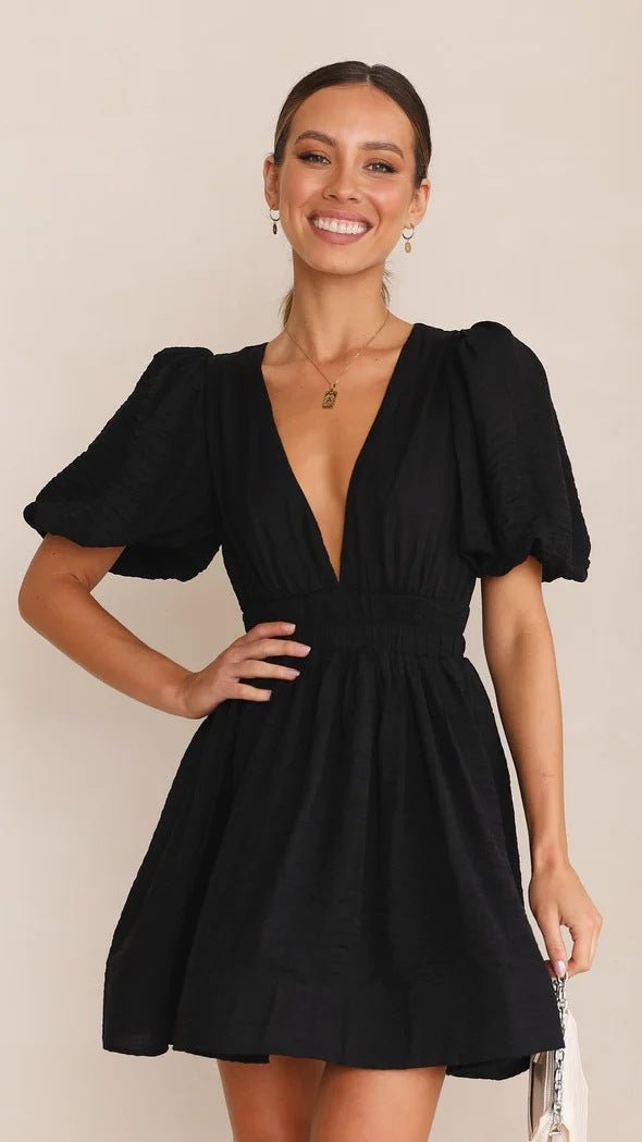 WOMEN'S SUMMER PUFF SLEEVE MINI DRESS - Zarino Newstyle