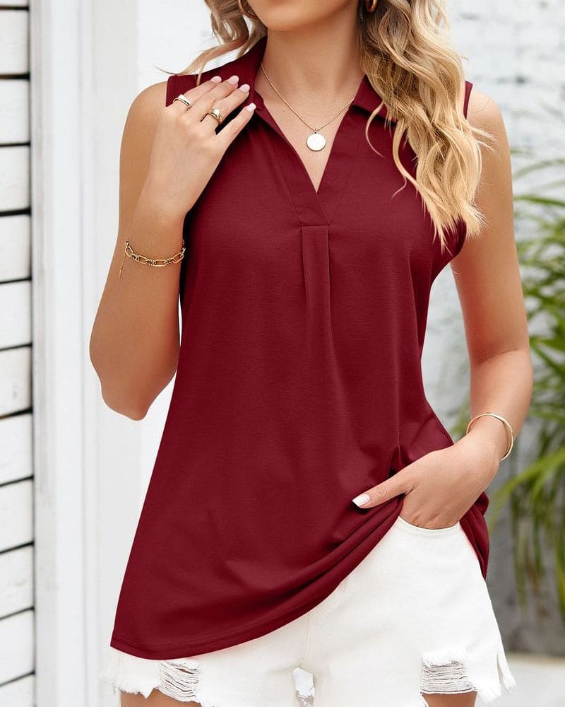 WOMEN'S SUMMER SLEEVELESS POLO TOP - Zarino Newstyle