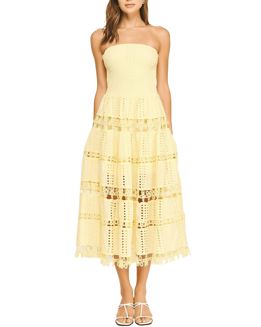 WOMEN'S SUMMER STRAPLESS EYELET MIDI DRESS - Zarino Newstyle