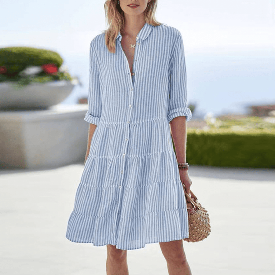 WOMEN'S SUMMER STRIPED SHIRT DRESS - Zarino Newstyle