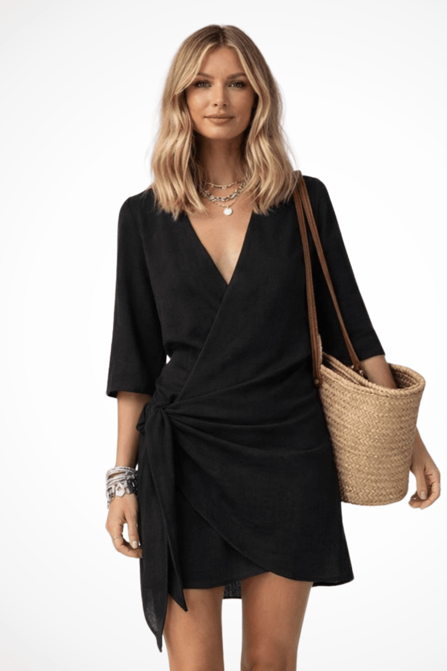 WOMEN'S SUMMER WRAP MINI DRESS - Zarino Newstyle