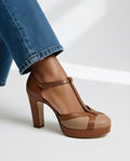 WOMEN'S T - BAR BLOCK HEEL PUMPS - Zarino Newstyle