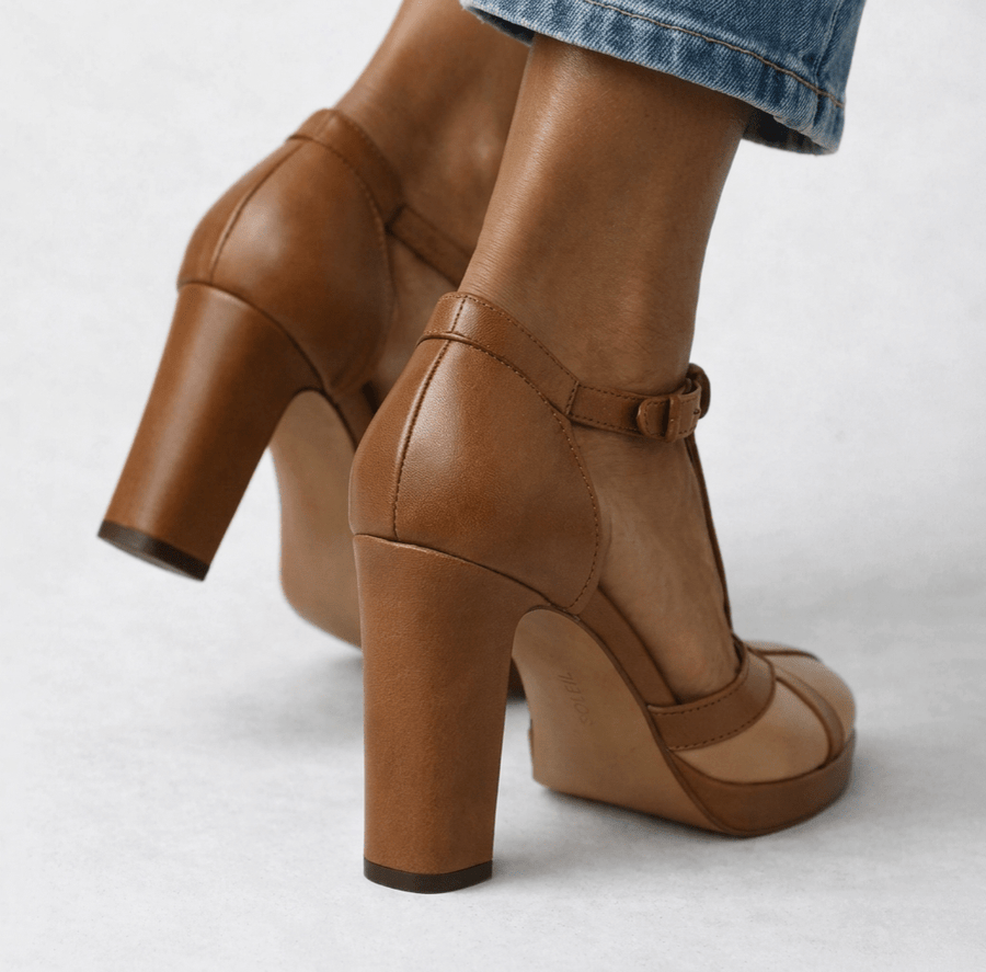 WOMEN'S T - BAR BLOCK HEEL PUMPS - Zarino Newstyle