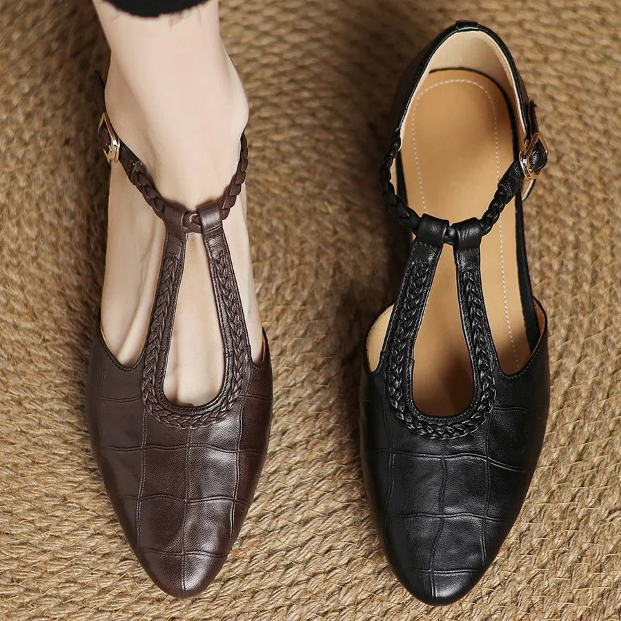 WOMEN'S T - STRAP BUCKLE MARY JANE FLATS - Zarino Newstyle