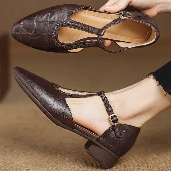 WOMEN'S T-STRAP BUCKLE MARY JANE FLATS