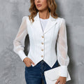 WOMEN'S TAILORED PEAK LAPEL SHEER SLEEVE BLOUSE - Zarino Newstyle
