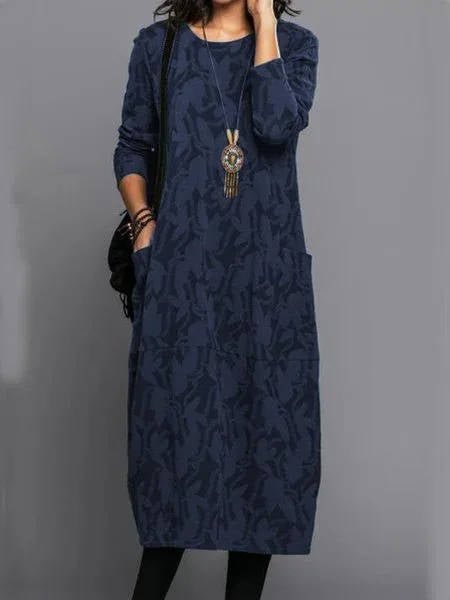 WOMEN'S TEXTURED JACQUARD LONG SLEEVE MIDI DRESS - Zarino Newstyle