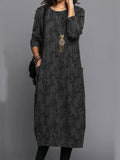 WOMEN'S TEXTURED JACQUARD LONG SLEEVE MIDI DRESS - Zarino Newstyle