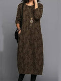 WOMEN'S TEXTURED JACQUARD LONG SLEEVE MIDI DRESS - Zarino Newstyle