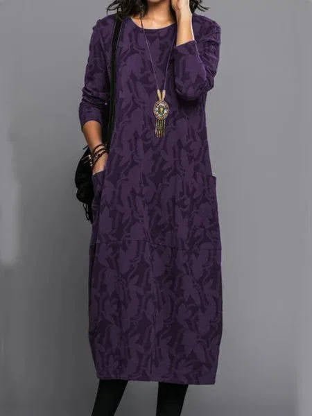 WOMEN'S TEXTURED JACQUARD LONG SLEEVE MIDI DRESS - Zarino Newstyle
