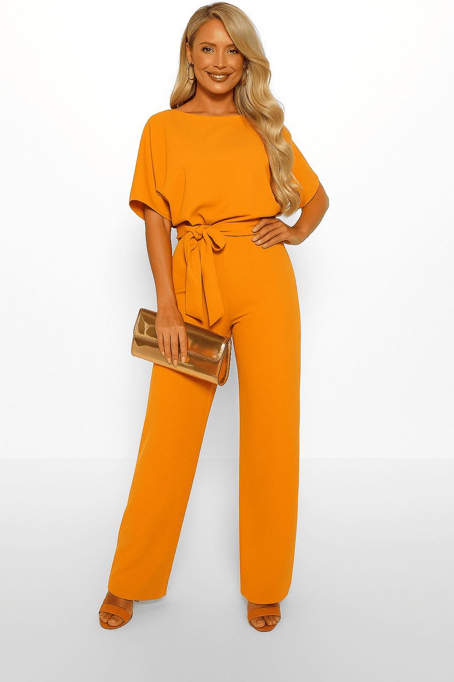 WOMEN'S TIE WAIST WIDE LEG SUMMER JUMPSUIT - Zarino Newstyle
