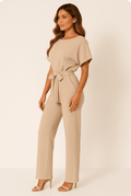 WOMEN'S TIE WAIST WIDE LEG SUMMER JUMPSUIT - Zarino Newstyle