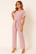WOMEN'S TIE WAIST WIDE LEG SUMMER JUMPSUIT - Zarino Newstyle