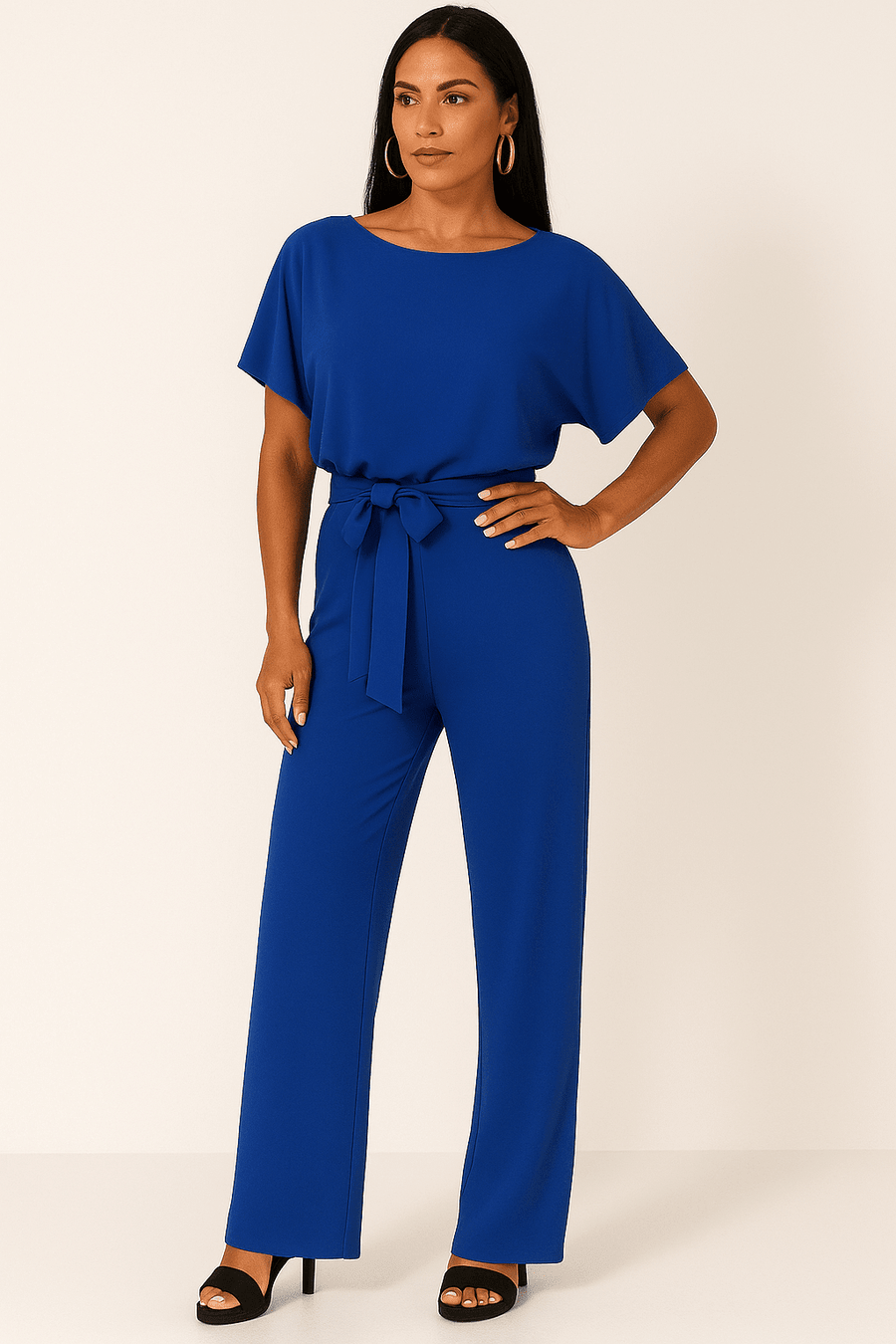 WOMEN'S TIE WAIST WIDE LEG SUMMER JUMPSUIT - Zarino Newstyle