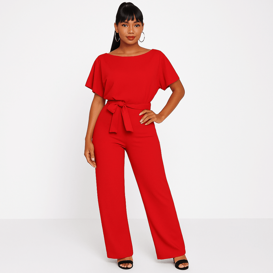 WOMEN'S TIE WAIST WIDE LEG SUMMER JUMPSUIT - Zarino Newstyle