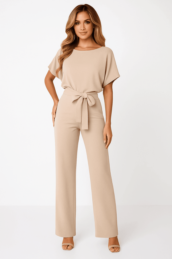 WOMEN'S TIE WAIST WIDE LEG SUMMER JUMPSUIT - Zarino Newstyle