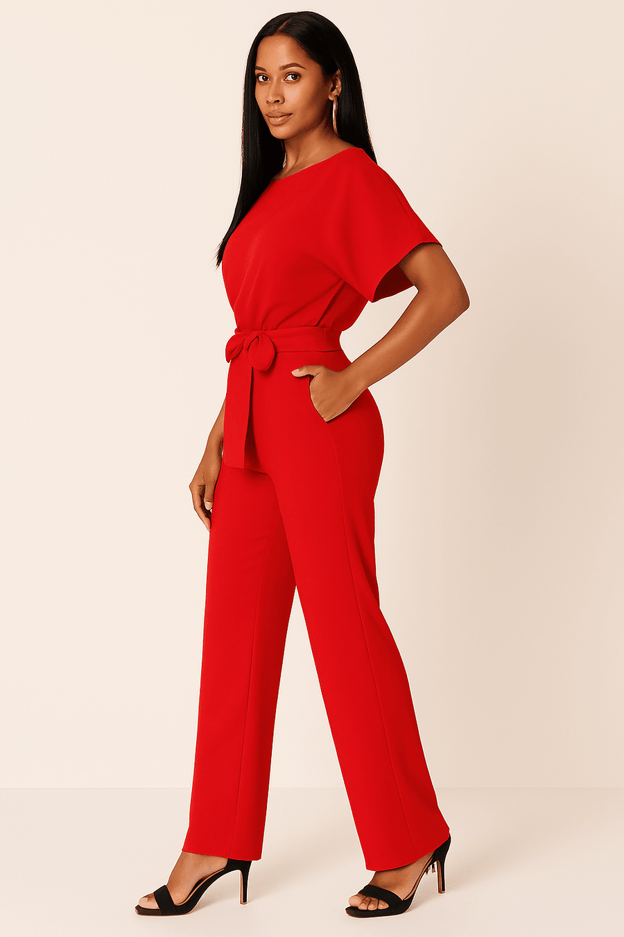 WOMEN'S TIE WAIST WIDE LEG SUMMER JUMPSUIT - Zarino Newstyle