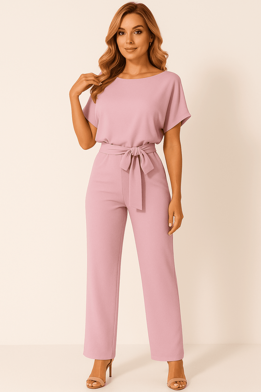 WOMEN'S TIE WAIST WIDE LEG SUMMER JUMPSUIT - Zarino Newstyle