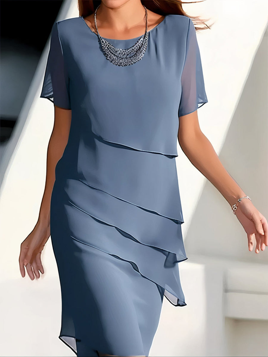 WOMEN'S TIERED CHIFFON SUMMER MIDI DRESS - Zarino Newstyle