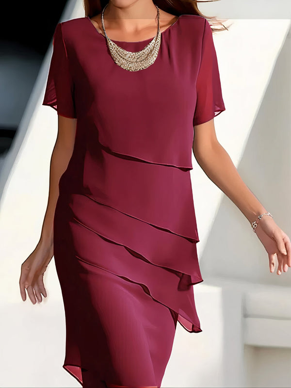 WOMEN'S TIERED CHIFFON SUMMER MIDI DRESS - Zarino Newstyle