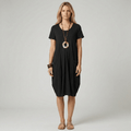 WOMEN'S V - NECK OVERSIZED POCKET MIDI SUMMER DRESS - Zarino Newstyle