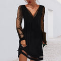 WOMEN'S V - NECK SHEER SLEEVE FLOWING EVENING DRESS - Zarino Newstyle