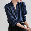 WOMEN'S V - NECK WRAP FRONT SATIN BLOUSE - Zarino Newstyle