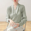 WOMEN'S V - NECK WRAP FRONT SATIN BLOUSE - Zarino Newstyle