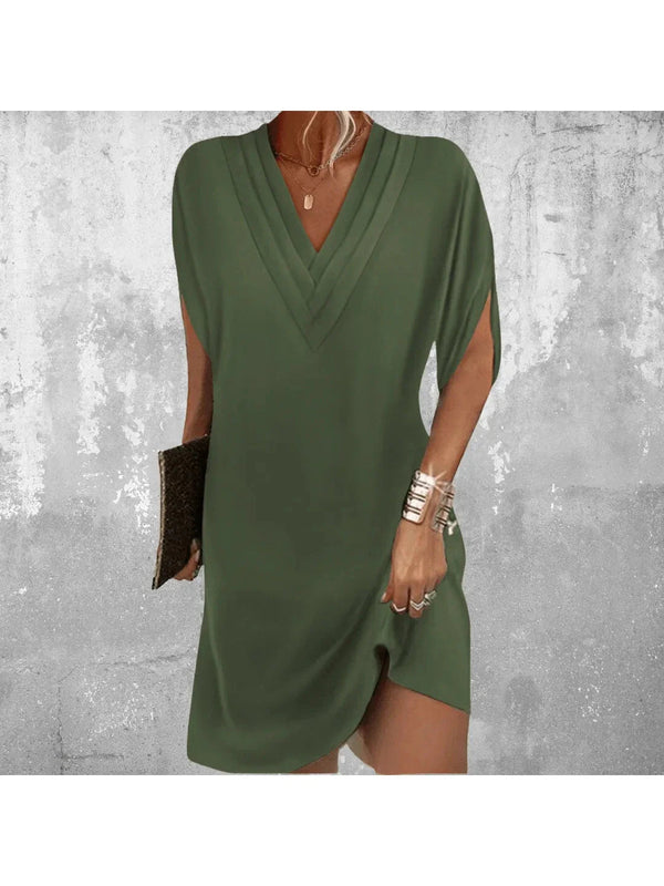 WOMEN'S V - NECK WRAP SUMMER TUMMY COVERING DRESS - Zarino Newstyle