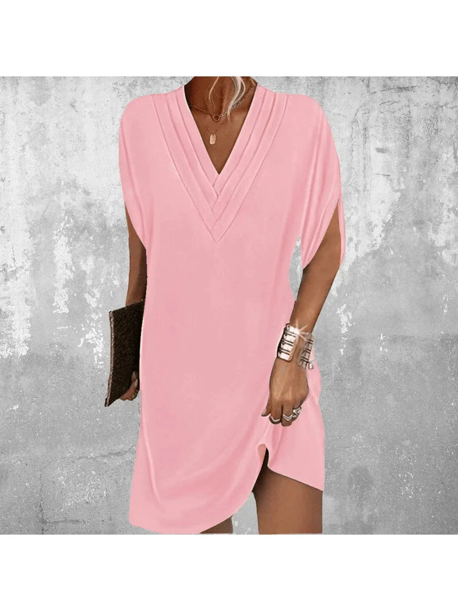 WOMEN'S V - NECK WRAP SUMMER TUMMY COVERING DRESS - Zarino Newstyle