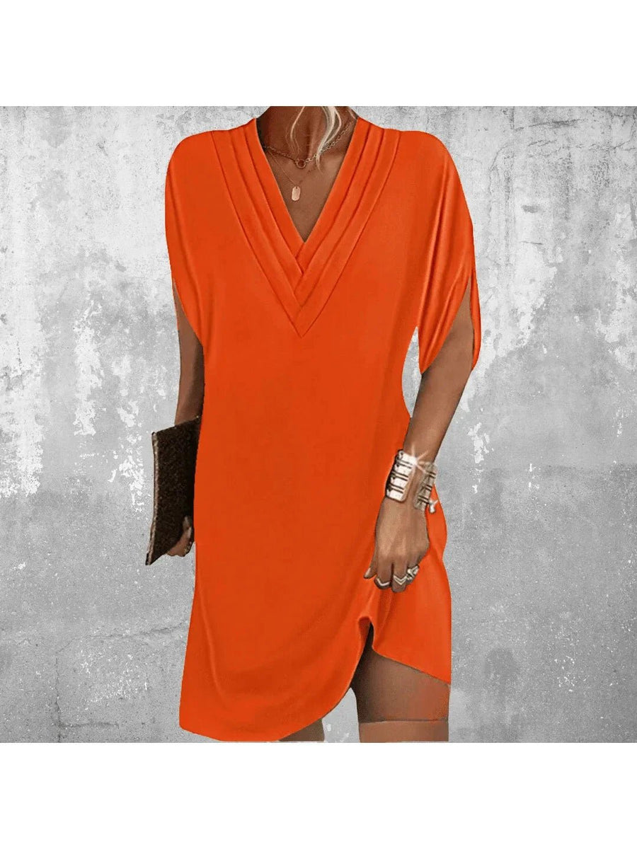 WOMEN'S V - NECK WRAP SUMMER TUMMY COVERING DRESS - Zarino Newstyle