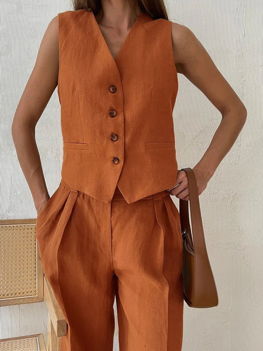 WOMEN'S VEST & WIDE LEG TROUSER SET - Zarino Newstyle