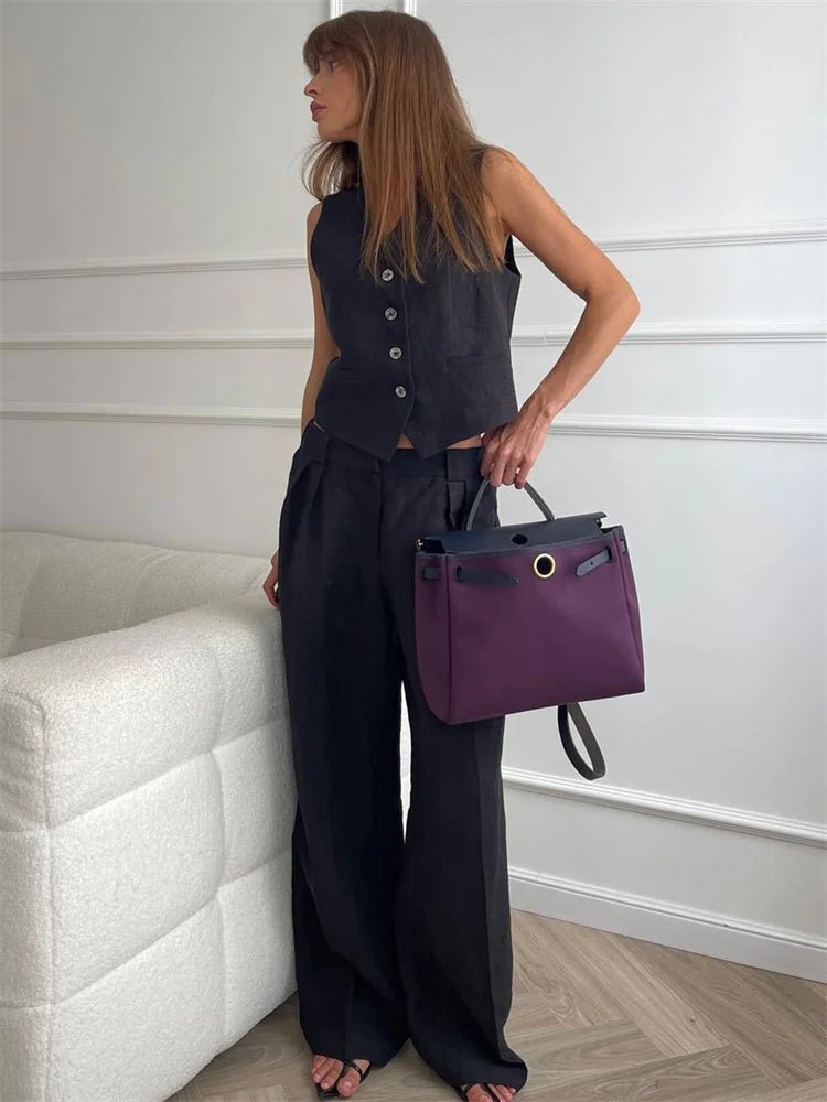 WOMEN'S VEST & WIDE LEG TROUSER SET - Zarino Newstyle