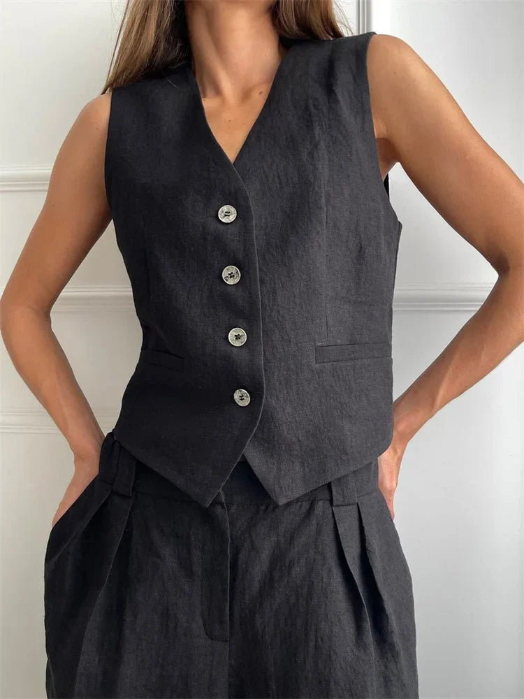 WOMEN'S VEST & WIDE LEG TROUSER SET - Zarino Newstyle