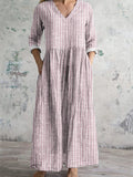 WOMEN'S VINTAGE STRIPE LONG SLEEVE MAXI DRESS - Zarino Newstyle