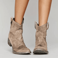 WOMEN'S VINTAGE WESTERN ANKLE BOOTS POINTED TOE SLIP - ON - Zarino Newstyle