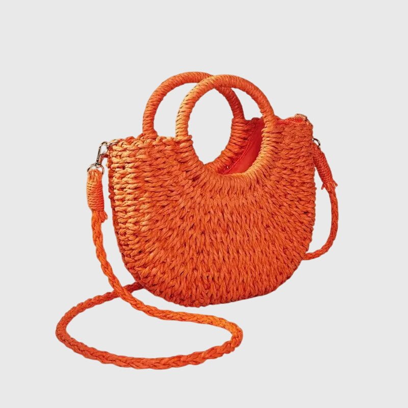 WOMEN'S WOVEN STRAW ROUNDED TOTE SUMMER BAG - Zarino Newstyle