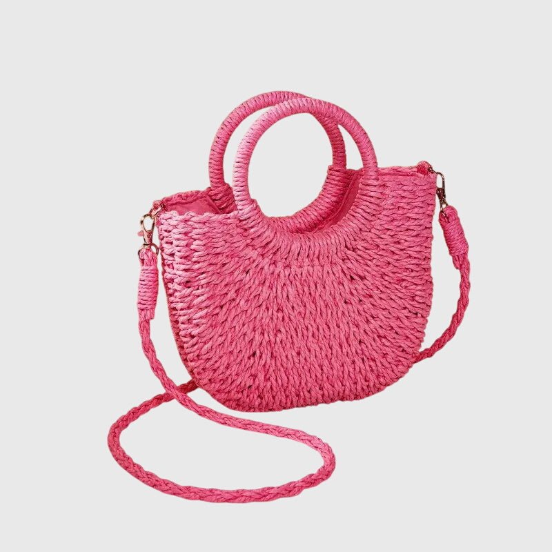 WOMEN'S WOVEN STRAW ROUNDED TOTE SUMMER BAG - Zarino Newstyle