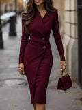 WOMEN'S WRAP - STYLE BUTTON DETAIL MIDI DRESS - Zarino Newstyle