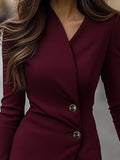 WOMEN'S WRAP - STYLE BUTTON DETAIL MIDI DRESS - Zarino Newstyle